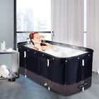 Portable Foldable Bathtub Soaking Standing Bath Tub For Hot Ice Bath Spa W/ Lid