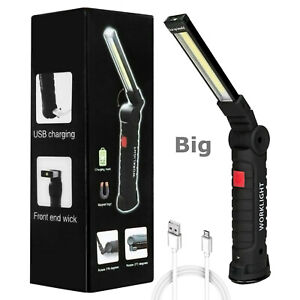 Magnetic Rechargeable COB LED RED Work Light Lamp Flashlight Folding Torch