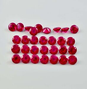 100% Natural Mogok Red Ruby Round Cut Loose Gemstone GIT Certified 50 Pcs AAA+