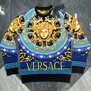 Men's  US Size Versace Sweat shirt Gold / Blue Long Sleeve