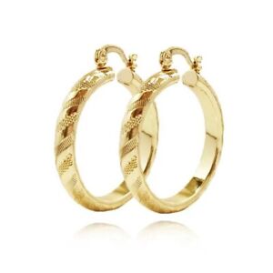 Real Gold filled Round Hoop Earrings 18k Layered 50mm