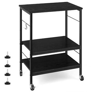 Microwave Stand 3 Tier Kitchen Cart with Storage on Wheels Small Bakers Rack ...