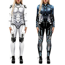 Costume Robot 3D Print Jumpsuit Cosplay For Halloween Women Rebellious Bodysuit