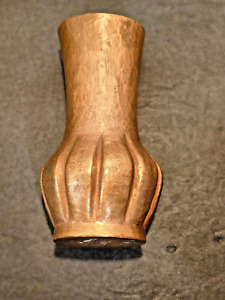 Vintage Hammered Copper Vase Ribbed Rustic Vessel