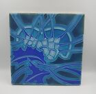 MOTAWI TILEWORKS ART POTTERY TILE BLUE THISTLE FLOWER ANN ARBOR MICHIGAN 8x8