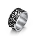 Retro silver Viking Nordic mythology dire Wolf Ring For Man punk jewelrysize7-12