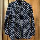 Lands End 1/4 Button Blouse Tunic Navy Nautical Rope Supima Cotton Size 10 Lslev