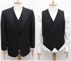 Men's KITON 100% Wool Tuxedo 2-Piece Suit Jacket Blazer Vest Black 50 US40 ITALY
