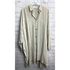 SHIRIN GUILD Taupe Pure Silk Long Embossed Tunic Blouse Top Size M Uk 14-18