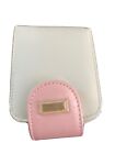 Double Lipstick Case Holder Mini Makeup Cosmetic Travel Leather Pouch w/ Mirror