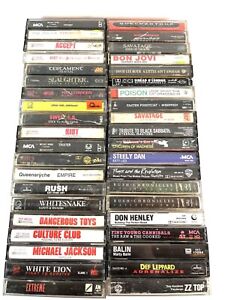 Heavy Metal Rock CASSETTE  TAPE Lot of 40 Slaughter, RUSH, Poison Queensryche