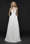 Hayley Paige Cleo 12 Wedding Dress Ivory Silk Illusion Plunging 6759 $5,800