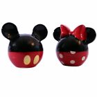 Disney Mickey and Minnie Mouse Ceramic Salt and Pepper Shakers Set, Red & Black