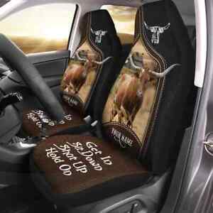Personalized Texas Longhorn Cow Get In Sit Down Shut Up Hold On Car Seat Cover