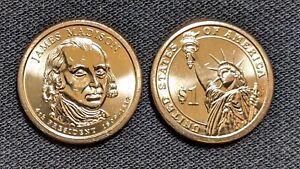 2007 P&D James Madison Presidential Dollar BU/Unc (2 Coin Set). FREE SHIPPING!