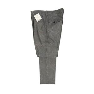 Brunello Cucinelli Men's Pants Size 34 50 Wool Plaid Pleated Leisure Fit $1,595