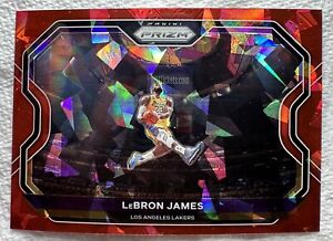 2020-21 Panini Prizm LEBRON JAMES Red Cracked Ice #1 KOBE TRIBUTE DUNK Lakers
