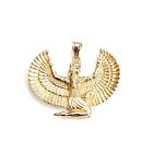 14k yellow solid Gold Egyptian isis winged goddess Pendant fine jewelry 11.2g