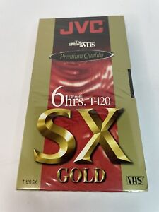 JVC Premium Quality VHS Tape T-120 SX GOLD EP mode 6 Hours New Sealed 1 Tape
