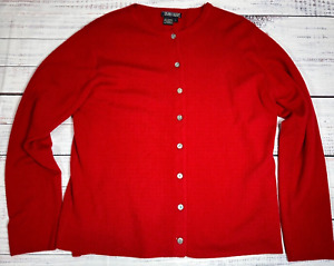 Harolds Womens Cashmere Cardigan Sweater & Top Set Sz Large Red Button Front