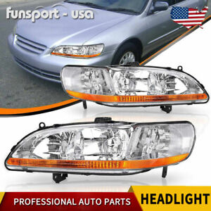 Chrome Headlights for 1998 1999 2000 2001 2002 Honda Accord Headlamps Left+Right (For: 2000 Honda Accord EX 2.3L)