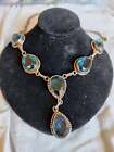 Vintage boho bali sterling necklace with blue topaz teardrop shaped gems