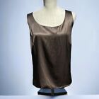 🌻LAFAYETTE 148 NEW YORK  Jute Brown Luxe Silk Charmeuse Tank Top Size 14