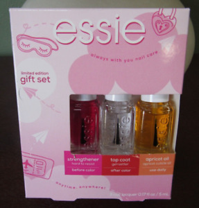 Essie 3 pc  Nail Care Kit   Strengthener, Polish Top Coat, & Apricot Oil lacquer