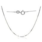 14K White Gold .6mm Box Italian Chain Necklace, 24 Inches