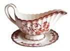 Spode Indian Tree Gravy Boat w/Attached Under Plate Vintage 6 5/8