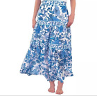 Gretchen Scott Ipanema Maxi Skirt Birds & Bees Blue Floral Size XL $159