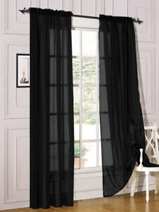 2 Piece Sheer Voile Rod Pocket Window Panel Curtain Drapes Many Sizes & Colors