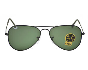 Ray-Ban Sunglasses RB3025 Aviator Classic Black Frame Green Lenses 55mm Unisex