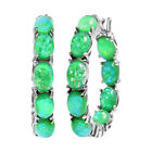 Elegant Earrings Women Gifts Jewelry Chunky Hoop Green Resin Stainless Steel