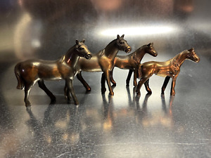 Cast Metal Horse Figurine Bronze Copper Bare Back 1950’s LOT of 4 Vintage