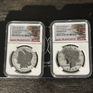2023 NGCS Reverse Proof Morgan RP69 and Peace Silver Dollar RP70 Set Trolley