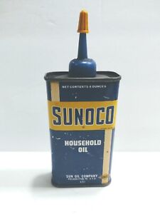 Vintage SUNOCO Household 4 oz Oil Tin Can Auto Gas Original Sun Oil Company