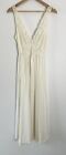 Vtg OLGA? Nylon Long Maxi Lingerie Nightgown Dress Ivory Lace 30” Bust