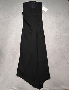 Theory Dress Women's 00 Black Classic Crepe Sleeveless Draped Tuck Retail $425