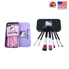 New 7PCS Hello Kitty Makeup Brushes Set W Metal Box Great Christmas Gift Black