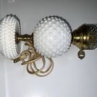 Vintage 10” Milk Glass Lamp Retro Brass and White Table Lamp Tested/Works~ RETRO