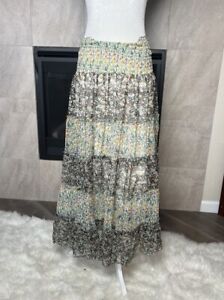 Anthropologie Chaudry NWT Boho Floral Maxi Skirt Medium Lined Long