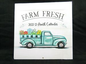 2022 Farm Fresh Truck Farmhouse 12 Month Dollar Tree Wall Calendar 11X11 SEALED