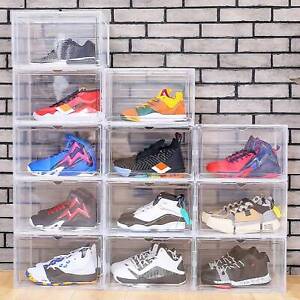 L/XL Foldable Shoe Storage Box Clear Plastic Stackable Sneaker Closet Organizer