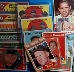 Vintage 1950-60s Topps Fleer 36card Lot Baseball Cards Yankees Ford Howard Berra