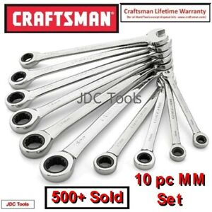 CRAFTSMAN 10pc POLISHED COMBINATION RATCHETING WRENCH SET ALL METRIC 6MM-18MM 20