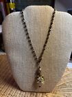 Unsigned early Miriam Haskell pearl Tassel Pendant Rhinestone Necklace