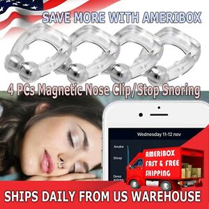 4X Silicone Magnetic Anti Snore Stop Snoring Nose Clip Sleeping Aid Apnea Guard