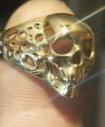 Solid 10k yellow Gold skull Ring. Size 11, Weight 5 grams handmade in USA