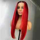 Women Lace Front Wigs Ombre Red Long Straight Natural Heat Resistant Synthetic